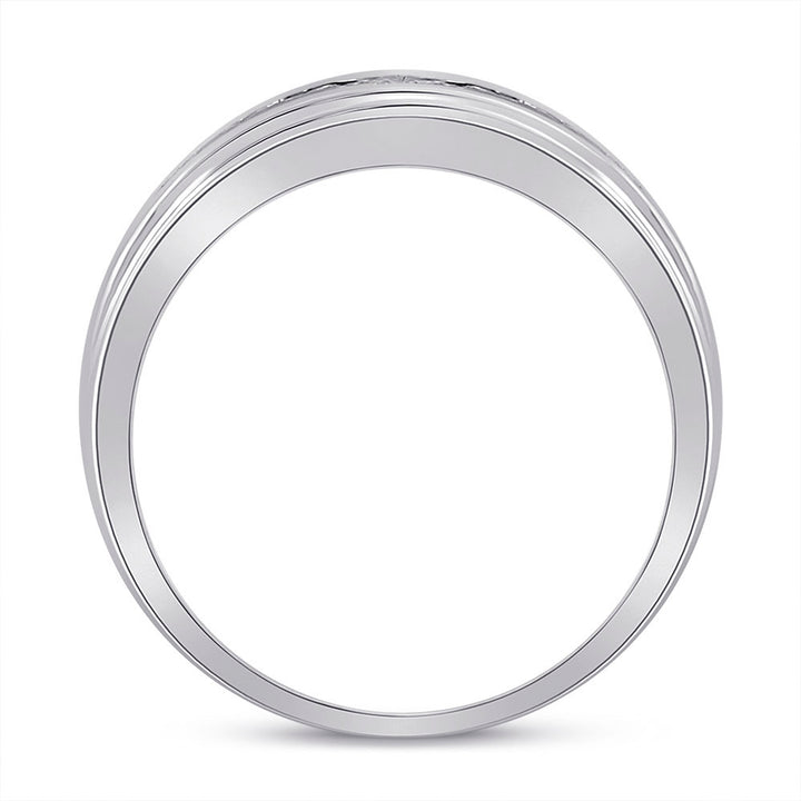10kt White Gold Mens Round Diamond Wedding Band Ring 1/2 Cttw 10 Daisy Joyeria