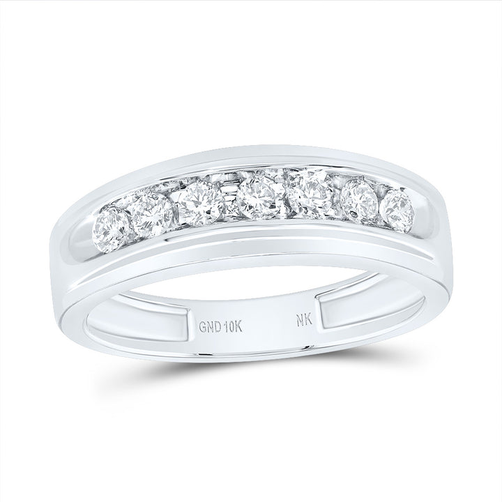 10kt White Gold Mens Round Diamond Wedding Band Ring 1/2 Cttw 10 Daisy Joyeria