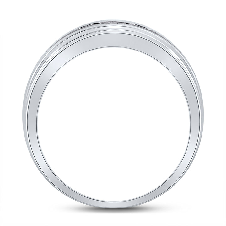 10kt White Gold Mens Round Diamond Wedding Band Ring 1/4 Cttw 10 Daisy Joyeria