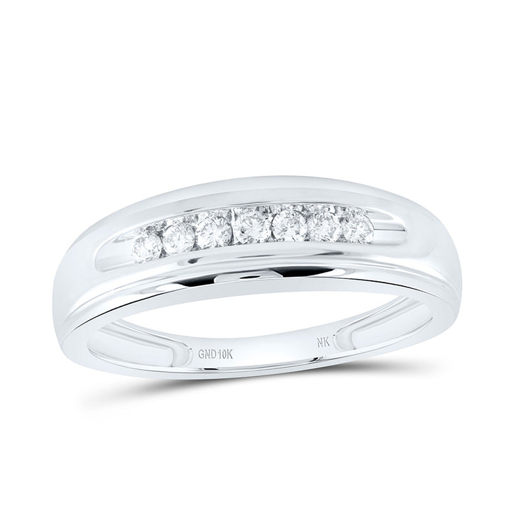 10kt White Gold Mens Round Diamond Wedding Band Ring 1/4 Cttw 10 Daisy Joyeria