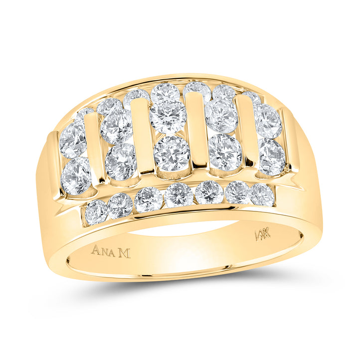 14kt Yellow Gold Mens Round Diamond Wedding Channel Set Band Ring 2.00 Cttw 10 Daisy Joyeria