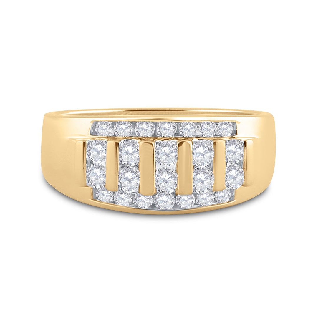 14kt Yellow Gold Mens Round Diamond Wedding Channel Set Band Ring 1.00 Cttw 10 Daisy Joyeria