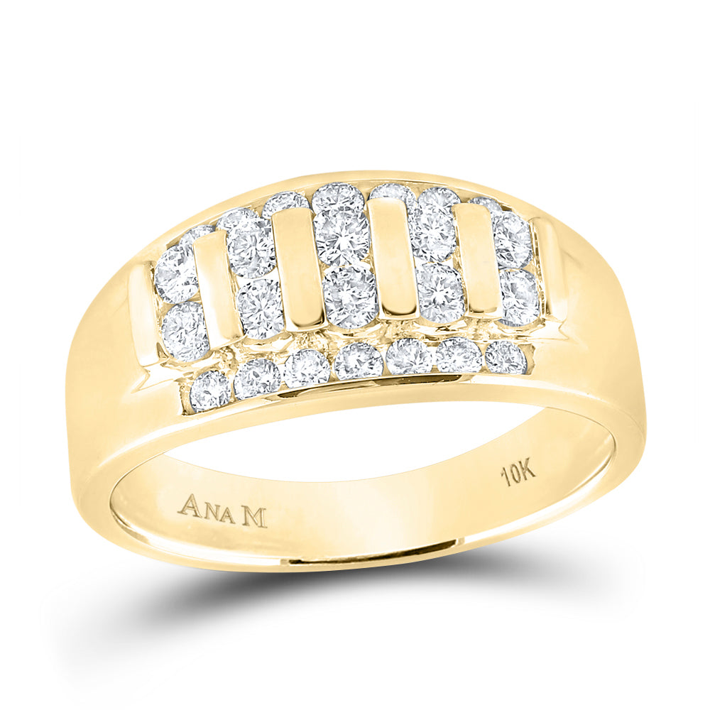 10kt Yellow Gold Mens Round Diamond Wedding Channel Set Band Ring 1.00 Cttw 10 Daisy Joyeria