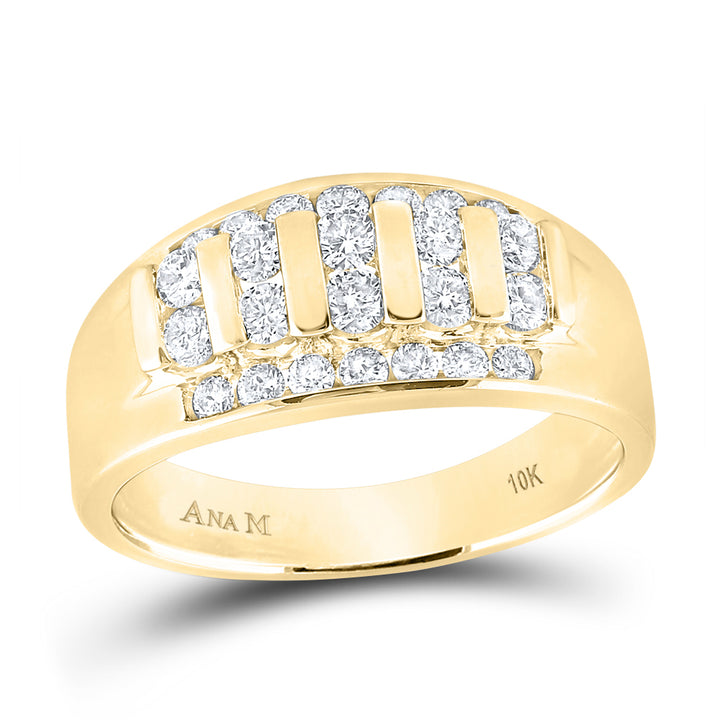 10kt Yellow Gold Mens Round Diamond Wedding Channel Set Band Ring 1.00 Cttw 10 Daisy Joyeria