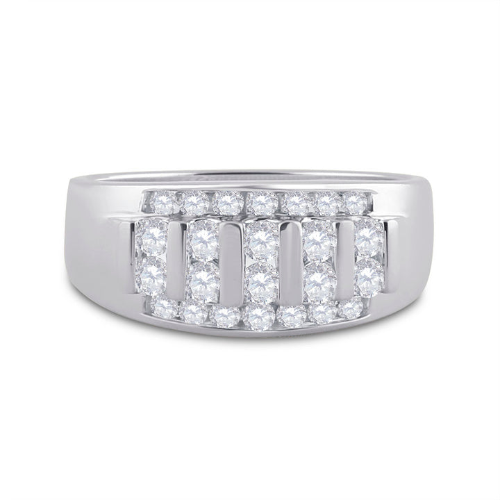14kt White Gold Mens Round Diamond Wedding Channel Set Band Ring 1.00 Cttw 10 Daisy Joyeria