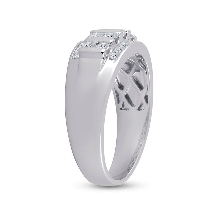 14kt White Gold Mens Round Diamond Wedding Channel Set Band Ring 1.00 Cttw 10 Daisy Joyeria