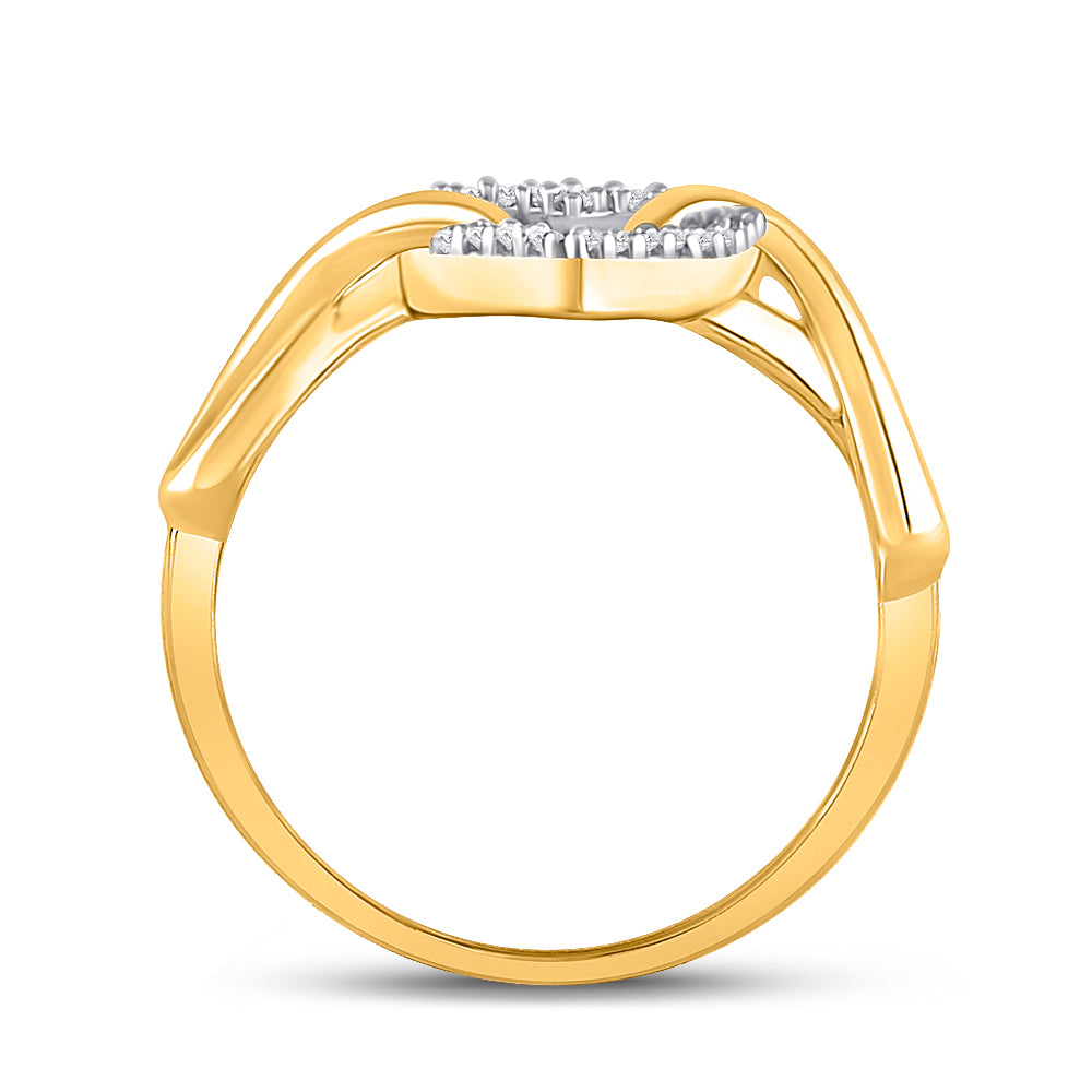 10kt Yellow Gold Womens Round Diamond Infinity Twist Heart Ring 1/10 Cttw 7 Daisy Joyeria