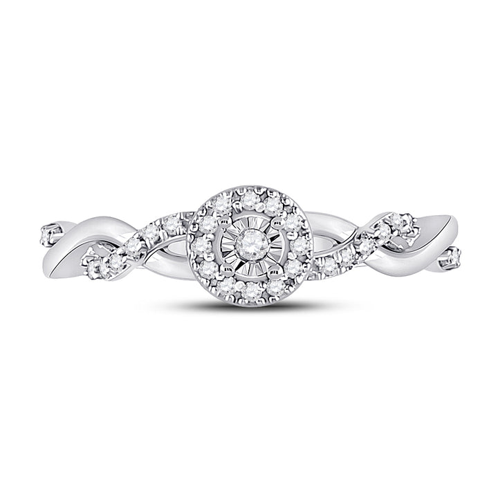 10kt White Gold Womens Round Diamond Solitaire Twist Woven Promise Bridal Ring 1/6 Cttw 7 Daisy Joyeria