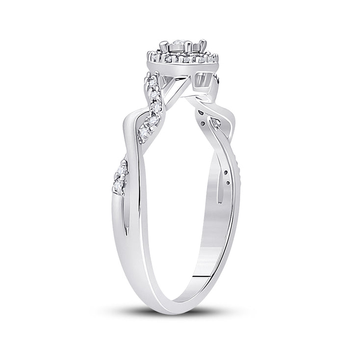 10kt White Gold Womens Round Diamond Solitaire Twist Woven Promise Bridal Ring 1/6 Cttw 7 Daisy Joyeria