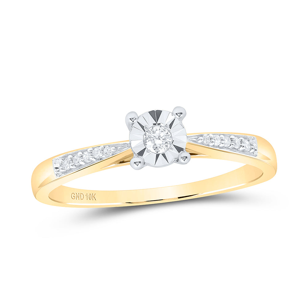 10kt Yellow Gold Womens Round Diamond Solitaire Bridal Wedding Engagement Ring 1/10 Cttw 7 Daisy Joyeria