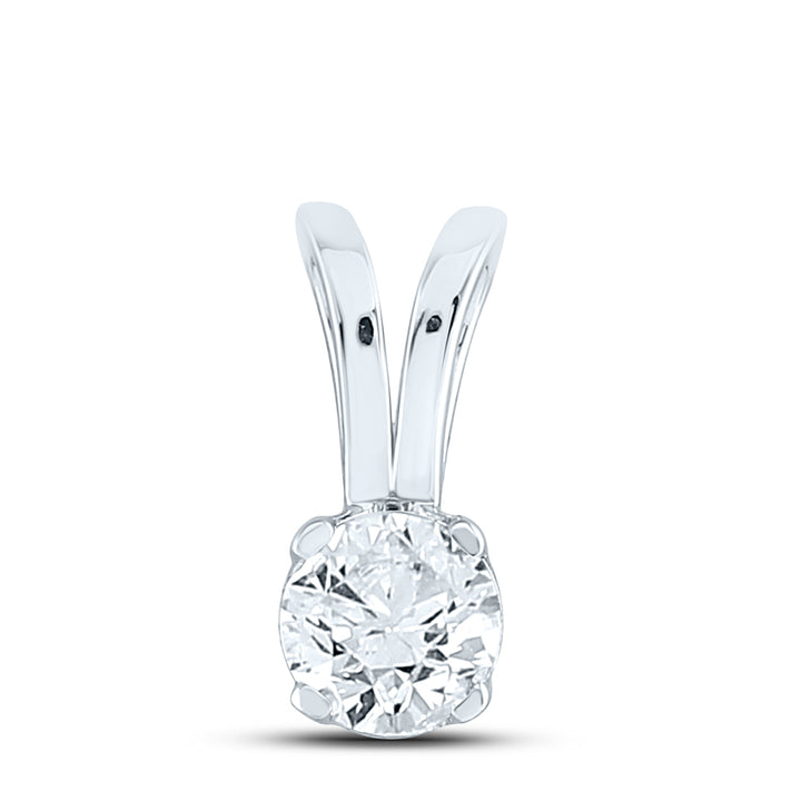 14kt White Gold Womens Round Diamond Solitaire Pendant 1/2 Cttw Daisy Joyeria
