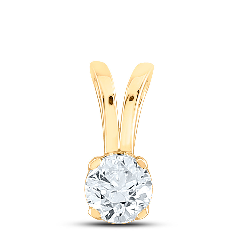 14kt Yellow Gold Womens Round Diamond Solitaire Pendant 1/2 Cttw Daisy Joyeria