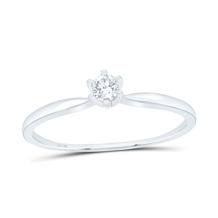 14kt White Gold Womens Round Diamond Solitaire Bridal Wedding Engagement Ring 1/6 Cttw 7 Daisy Joyeria