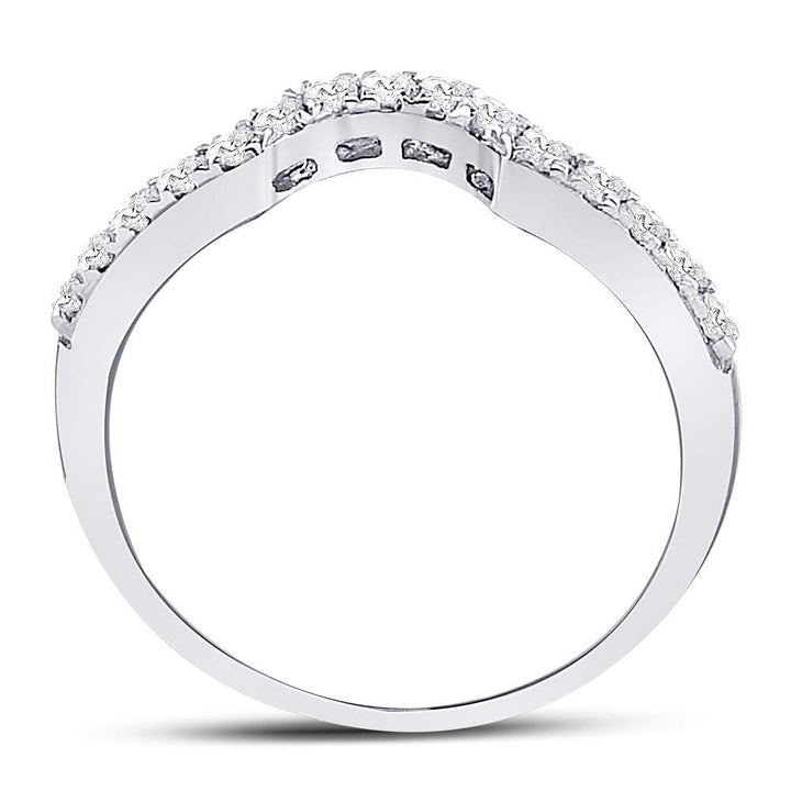 14kt White Gold Womens Round Diamond Curved Wedding Band Ring 1/4 Cttw 7 Daisy Joyeria