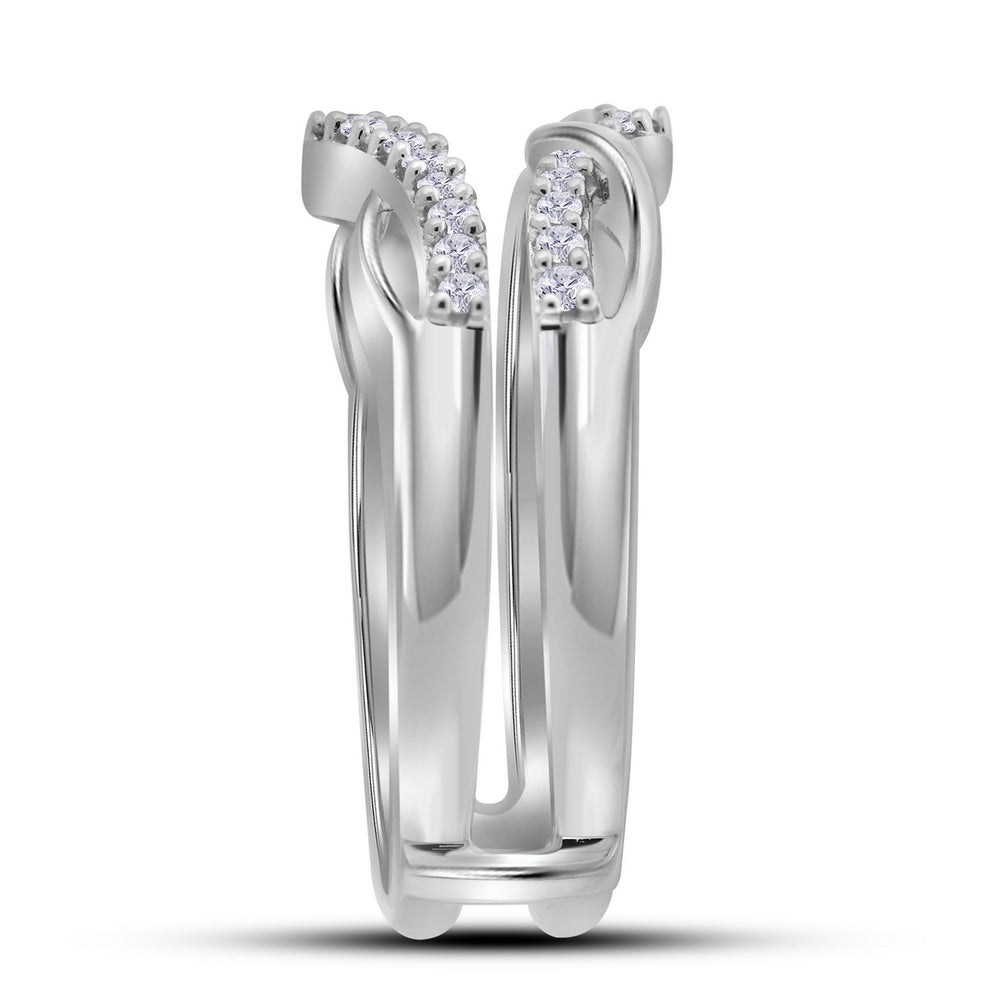 10kt White Gold Womens Round Diamond Wrap Ring Guard Enhancer Wedding Band 1/4 Cttw 7 Daisy Joyeria