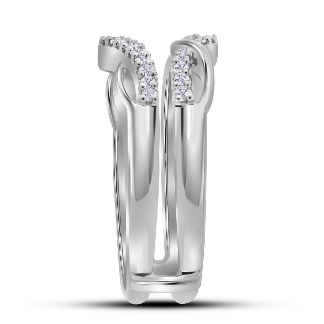 10kt White Gold Womens Round Diamond Wrap Ring Guard Enhancer Wedding Band 1/4 Cttw 7 Daisy Joyeria