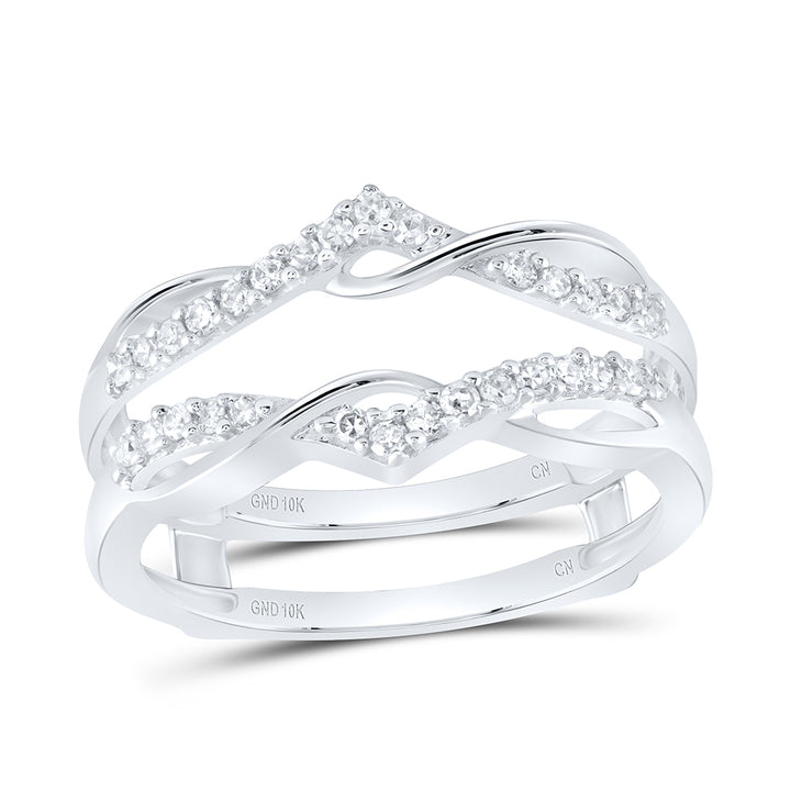 10kt White Gold Womens Round Diamond Wrap Ring Guard Enhancer Wedding Band 1/4 Cttw 7 Daisy Joyeria