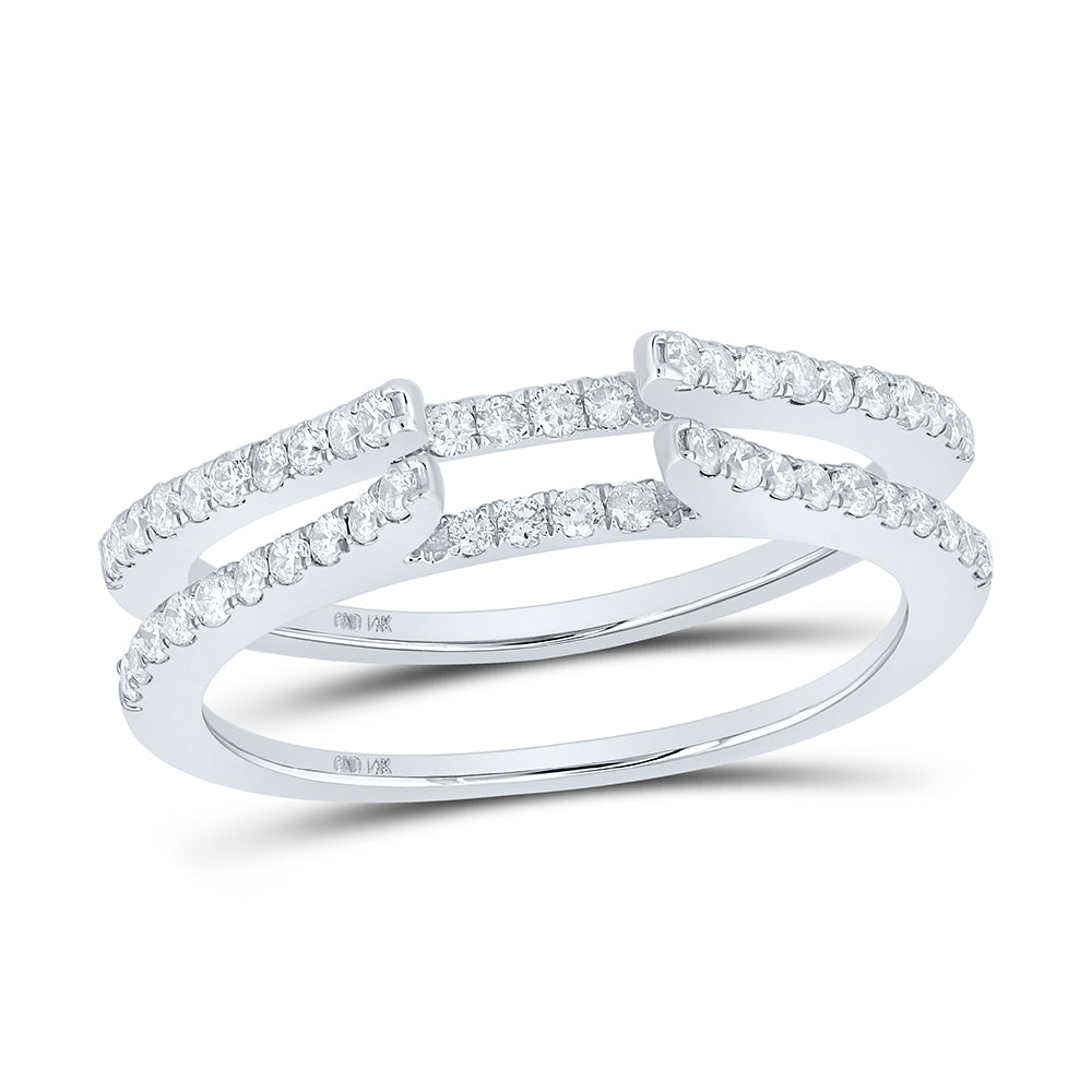 14kt White Gold Womens Round Diamond Ring Guard Wrap Solitaire Enhancer 1/2 Cttw 7 Daisy Joyeria