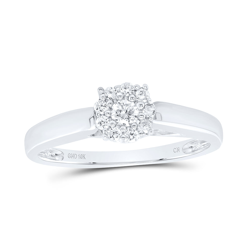10kt White Gold Womens Round Diamond Solitaire Bridal Wedding Engagement Ring 1/5 Cttw 7 Daisy Joyeria