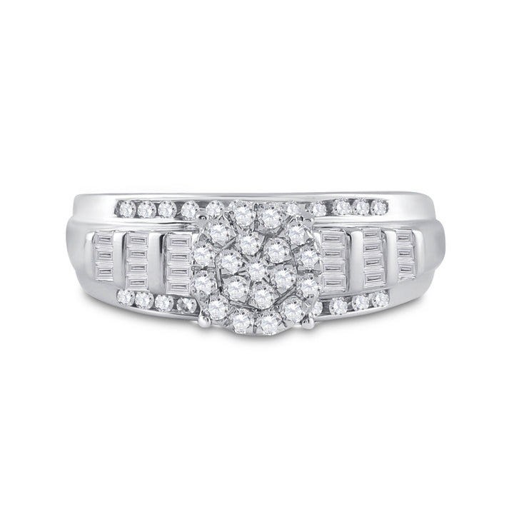 10kt White Gold Womens Round Diamond Cluster Bridal Wedding Engagement Ring 1/2 Cttw 7 Daisy Joyeria