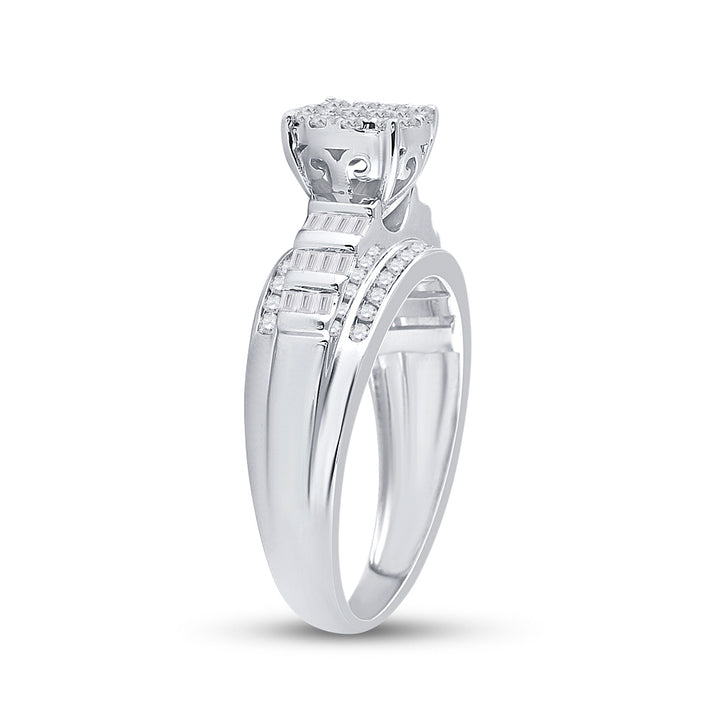 10kt White Gold Womens Round Diamond Cluster Bridal Wedding Engagement Ring 1/2 Cttw 7 Daisy Joyeria