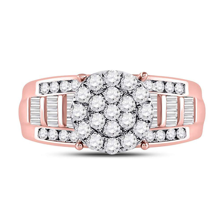 10kt Rose Gold Womens Round Diamond Cluster Bridal Wedding Engagement Ring 1.00 Cttw 7 Daisy Joyeria
