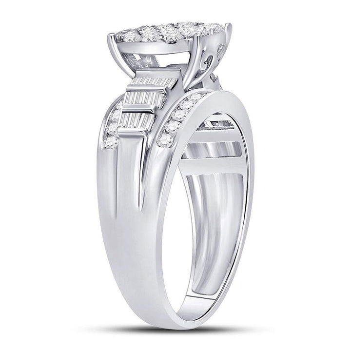 10kt White Gold Womens Round Diamond Cindys Dream Cluster Bridal Wedding Engagement Ring 1.00 Cttw 7 Daisy Joyeria