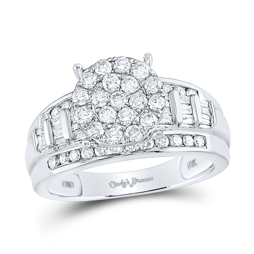 10kt White Gold Womens Round Diamond Cindys Dream Cluster Bridal Wedding Engagement Ring 1.00 Cttw - Size 9 9 Daisy Joyeria
