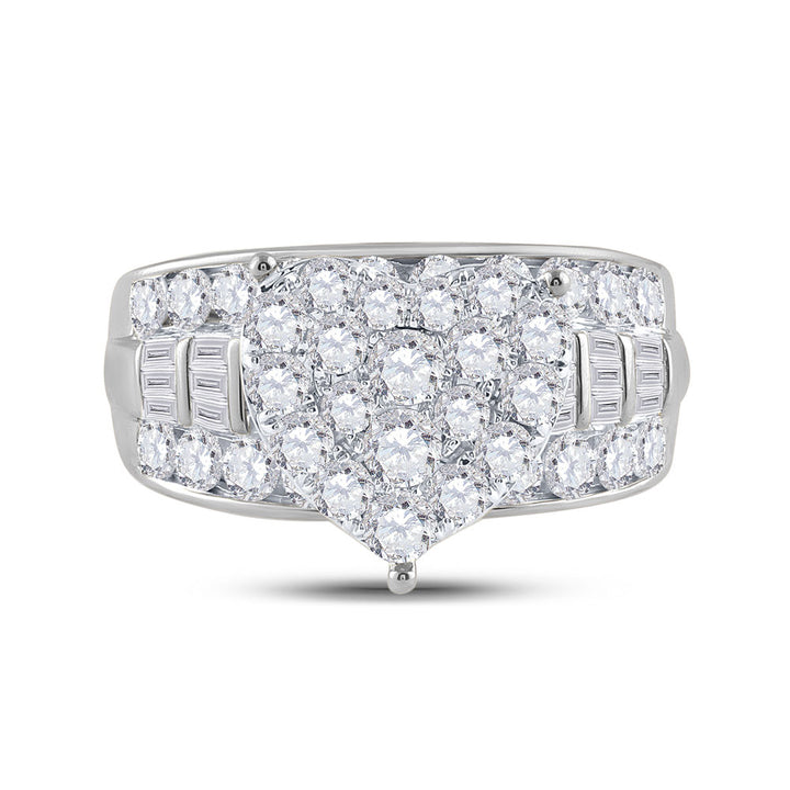 10kt White Gold Womens Round Diamond Heart Cluster Bridal Wedding Engagement Ring 2.00 Cttw 7 Daisy Joyeria