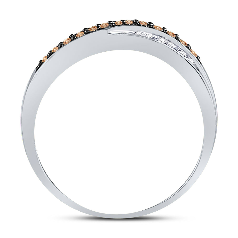 10kt Yellow Gold Womens Round Brown Diamond Band Ring 1/4 Cttw 7 Daisy Joyeria