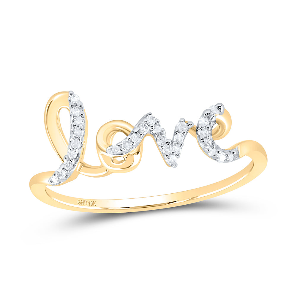 10kt Yellow Gold Womens Round Diamond Love Band Ring 1/12 Cttw 7 Daisy Joyeria