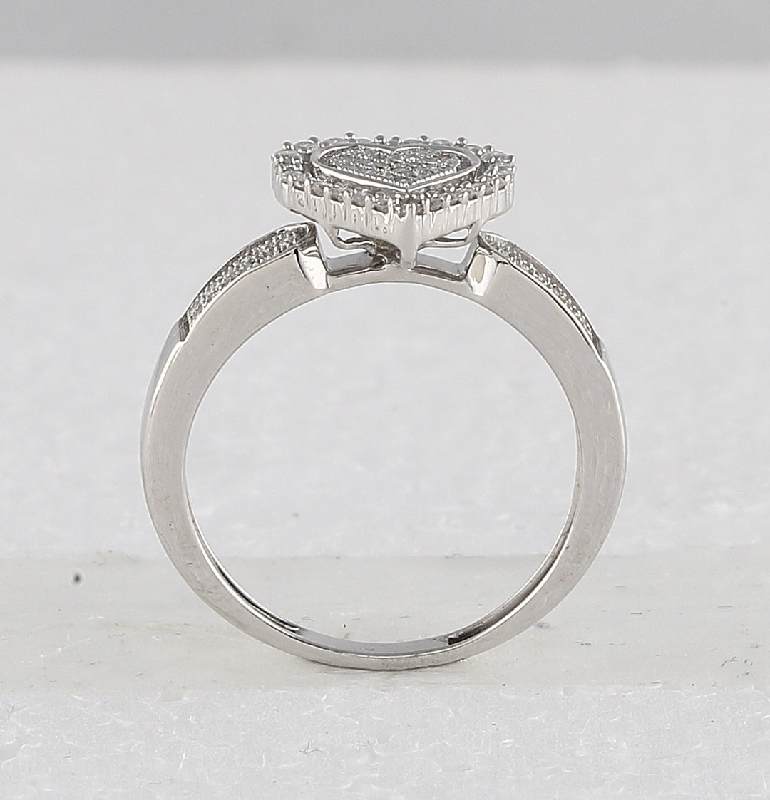 Sterling Silver Womens Round Diamond Heart Bridal Wedding Engagement Ring Band Set 3/8 Cttw 7 Daisy Joyeria