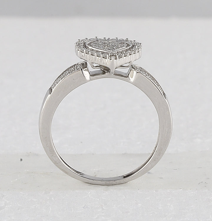Sterling Silver Womens Round Diamond Heart Bridal Wedding Engagement Ring Band Set 3/8 Cttw 7 Daisy Joyeria
