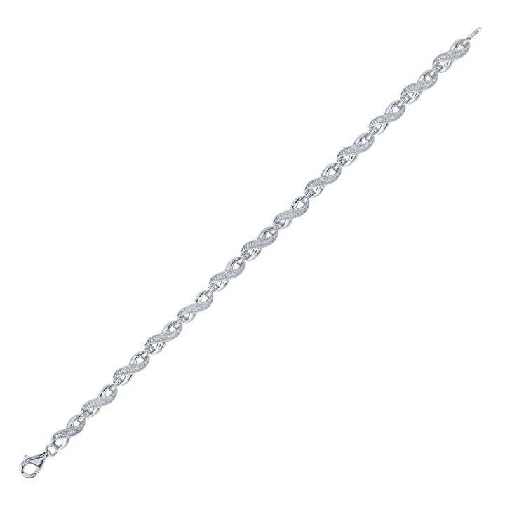 Sterling Silver Womens Round Diamond Infinity Bracelet .01 Cttw Daisy Joyeria