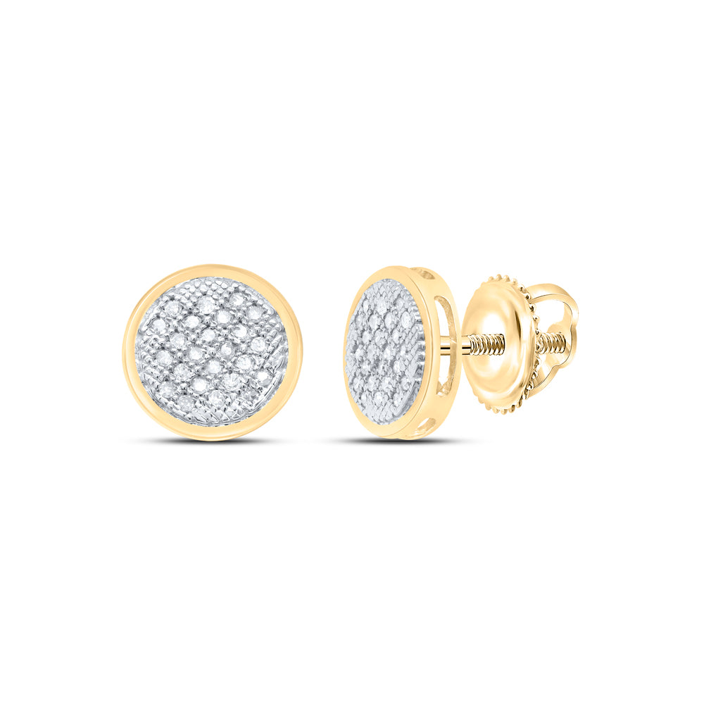 Yellow-tone Sterling Silver Womens Round Diamond Cluster Screwback Earrings 1/6 Cttw Daisy Joyeria