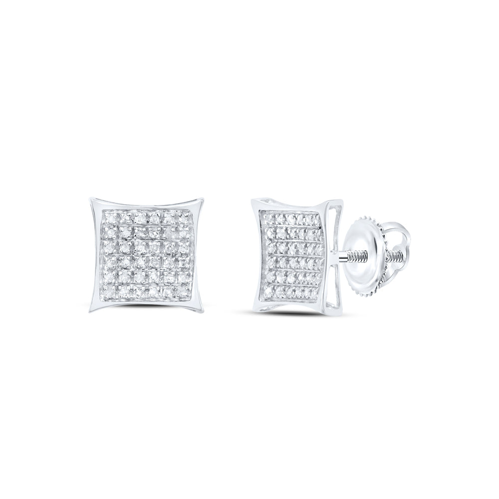 Sterling Silver Womens Round Diamond Kite Square Earrings 1/4 Cttw Daisy Joyeria