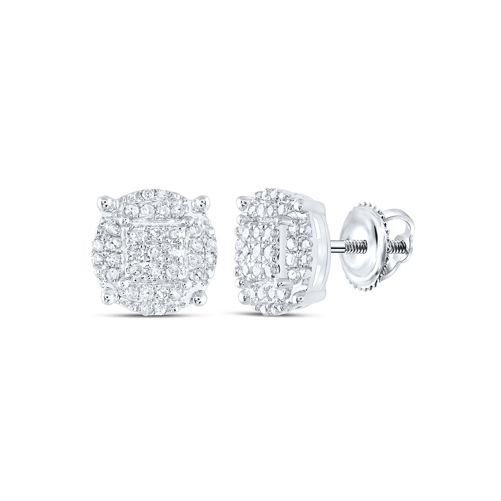 Sterling Silver Womens Round Diamond Stud Earrings 1/4 Cttw Daisy Joyeria