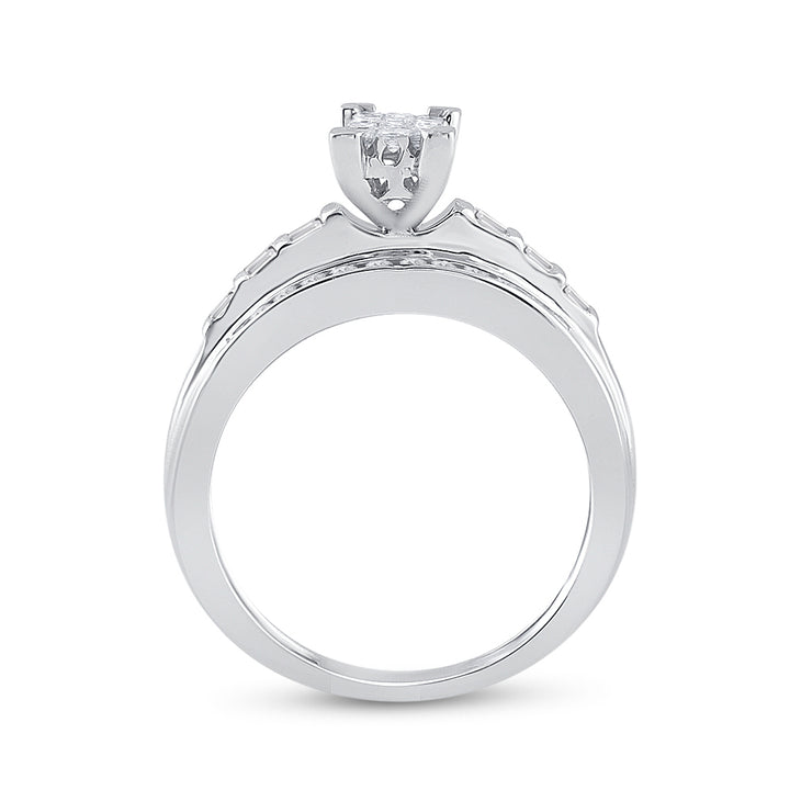 Sterling Silver Womens Princess Diamond Cluster Bridal Wedding Engagement Ring 1/2 Cttw 7 Daisy Joyeria