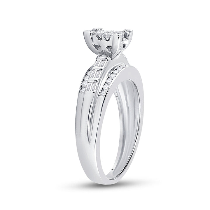 Sterling Silver Womens Princess Diamond Cluster Bridal Wedding Engagement Ring 1/2 Cttw 7 Daisy Joyeria