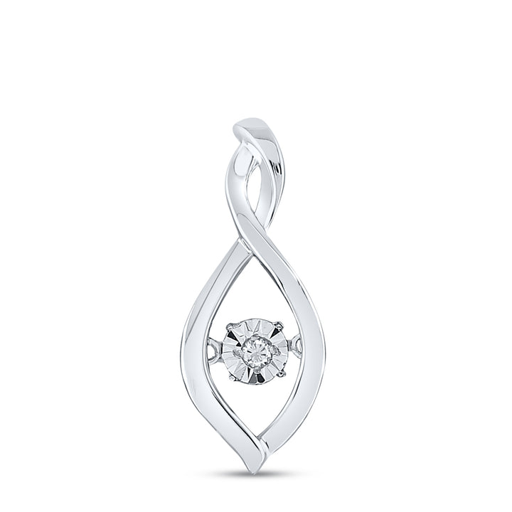 Sterling Silver Womens Round Diamond Infinity Twinkle Moving Pendant .03 Cttw Daisy Joyeria