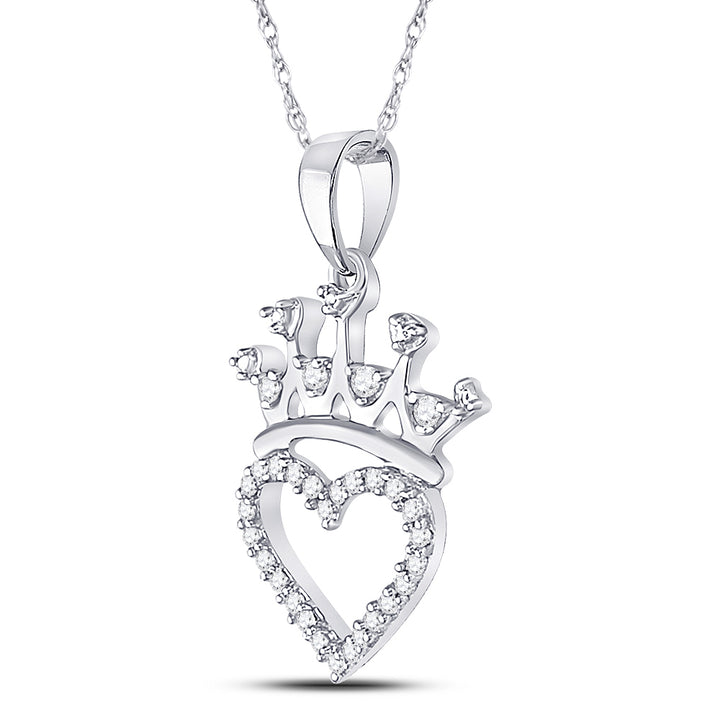 Sterling Silver Womens Round Diamond Heart Pendant 5/8 Cttw Daisy Joyeria