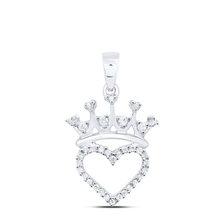Sterling Silver Womens Round Diamond Heart Pendant 5/8 Cttw Daisy Joyeria
