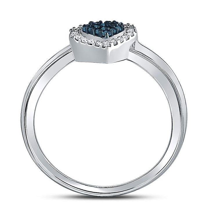 Sterling Silver Womens Round Blue Color Enhanced Diamond Bridal Wedding Engagement Ring Band Set 1/8 Cttw 7 Daisy Joyeria