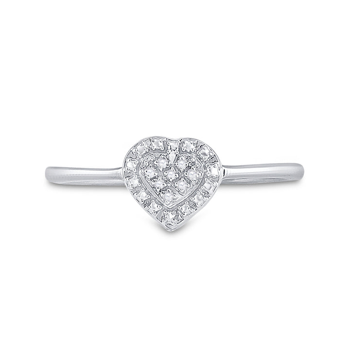 Sterling Silver Womens Round Diamond Simple Heart Cluster Ring .03 Cttw 7 Daisy Joyeria