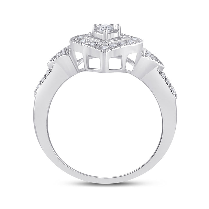 Sterling Silver Womens Round Diamond Heart Ring 1/8 Cttw 7 Daisy Joyeria