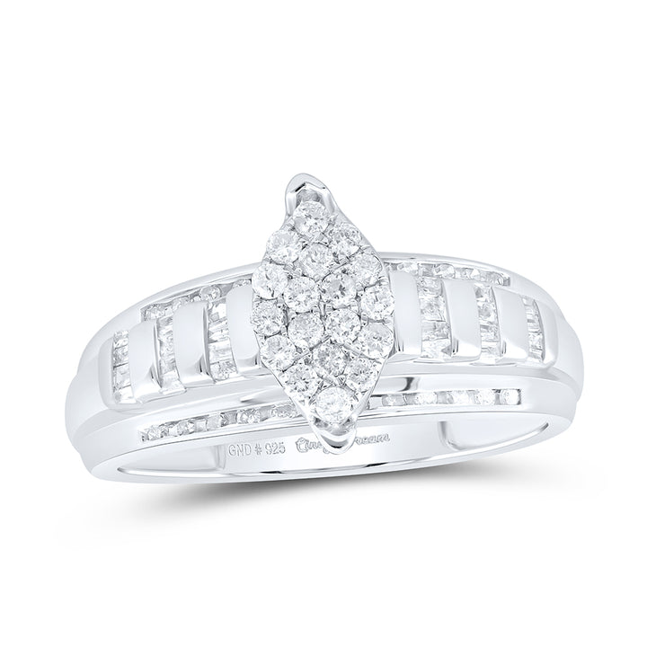 Sterling Silver Womens Round Diamond Oval Cluster Bridal Wedding Engagement Ring 1/2 Cttw 7 Daisy Joyeria
