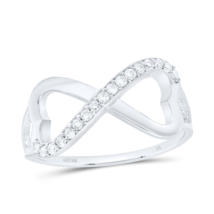 Sterling Silver White Diamond Infinity-weave Heart Womens Band Ring 1/6 Cttw 7 Daisy Joyeria
