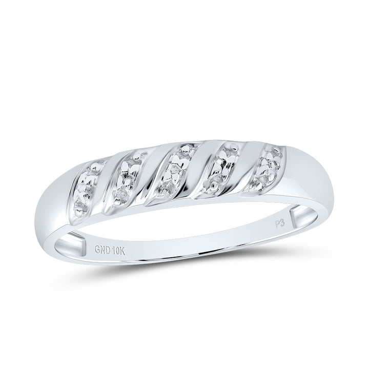 10kt White Gold His Hers Round Diamond Cluster Matching Bridal Wedding Ring Band Set 1/10 Cttw 7 Daisy Joyeria