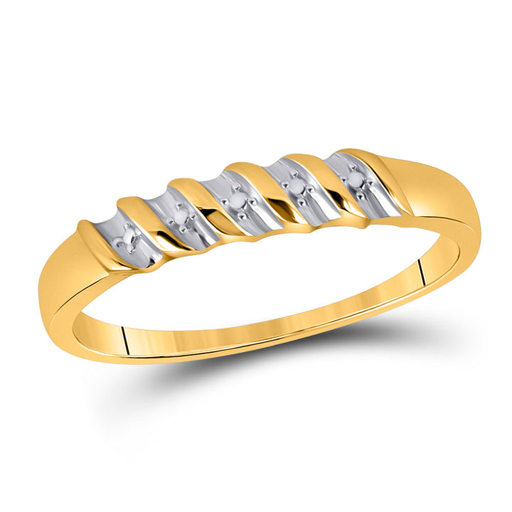 10kt Yellow Gold His Hers Round Diamond Cluster Matching Bridal Wedding Ring Band Set 1/10 Cttw 7 Daisy Joyeria