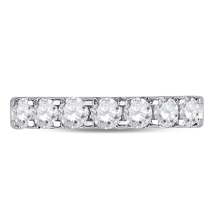 14kt White Gold Womens Round Diamond Single Row Comfort Wedding Band 1.00 Cttw 7 Daisy Joyeria
